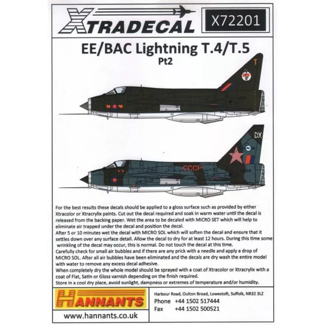 1:72 EE/BAC Lightning T.4/T.5 Teil 2 X72201 Xtradecal