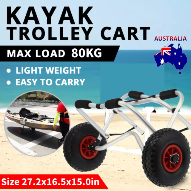 80KG Load Foldable Kayak Trolley Two-wheeled Carrier Cart for Kayak Canoe Boat