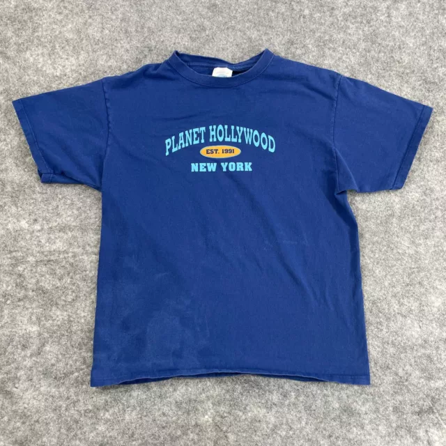 Vintage Planet Hollywood T Shirt Adult Large Blue Faded New York Mens 90s