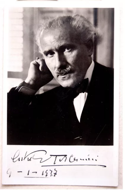 1937 TOSCANINI Real PHOTO POSTCARD Palestine ORCHESTRA Israel PRINTED AUTOGRAPH