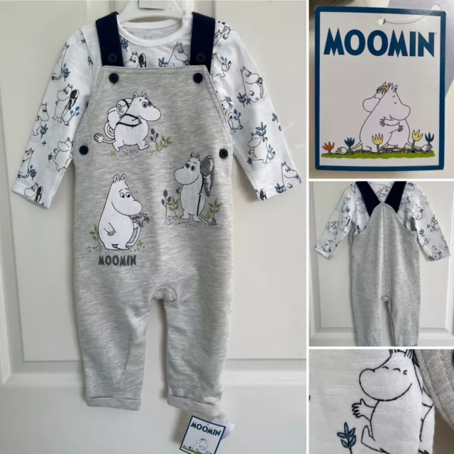 George 2-Piece MOOMIN Baby Soft Cotton Dungarees Set Outfit 6-9 Months - nEW!