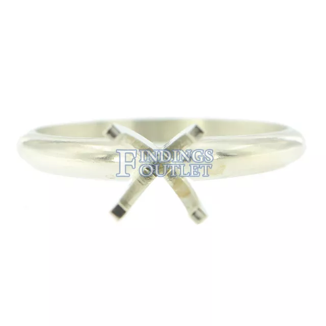 Bague de fiançailles solitaire ronde or blanc 14 carats montage 4 broches réglage solide 2