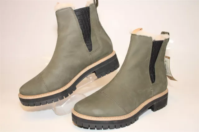 NUEVAS Botas de Gamuza Toms Dakota para Mujer 9 Resistentes al Agua Asfalto Oliva Aceitadas Nubuck