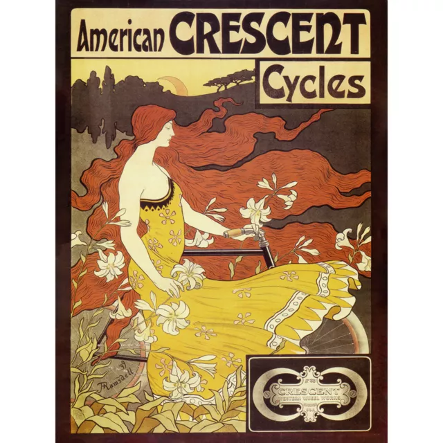 Ramsdell American Crescent Cycles Nouveau Advert Large Wall Art Print 18X24 In