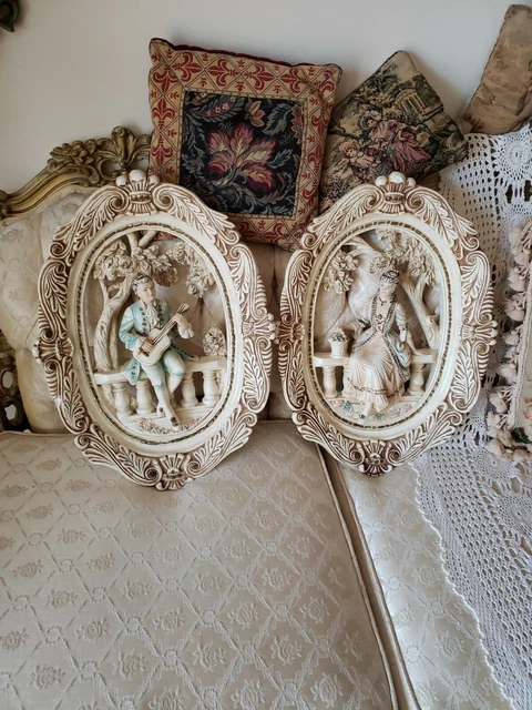 Chic Romantic Vintage Wall Plaque FLORENTINE ITALIAN STYLE VICTORIAN COUPLE Pair