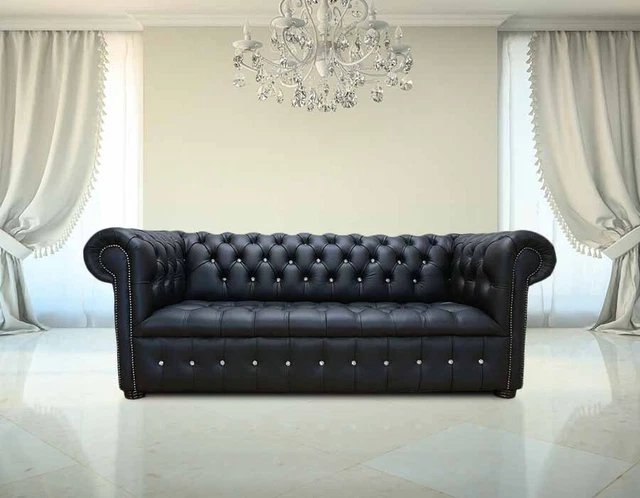 New William Chesterfield Sofa Couch Upholstery 3 Seater Sofas Classic Leather
