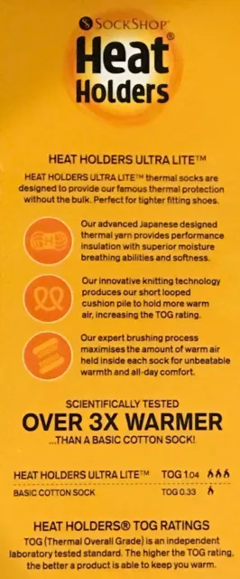 1 or 2 pairs Heat Holders ULTRA LITE Winter Warm Thermal  Mens & Ladies Socks 3