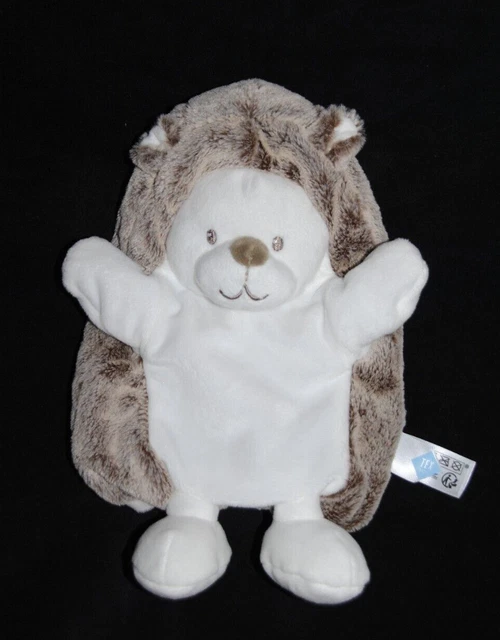 Marionnette hérisson TEX BABY Carrefour blanc brun chiné peluche doudou NEUF