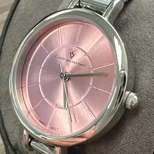Christian Van Sant Skinny Quartz Pink Dial Ladies Watch CV6612