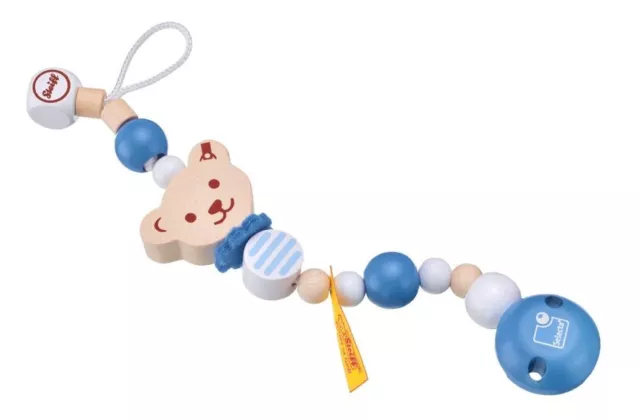 Selecta 64303 Babywelt Botón Rígido en la oreja - Cadena de chupete azul