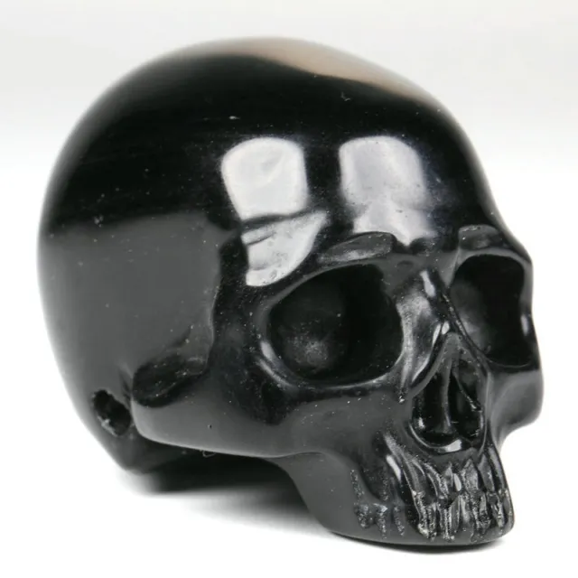 1.9" Black Obsidian Carved Crystal Skull, Realistic, Crystal Healing