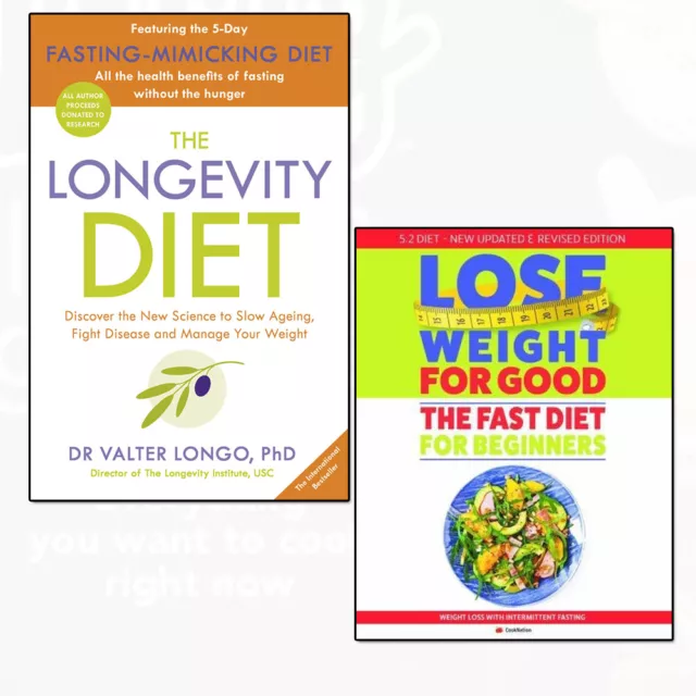 Dr Valter Longo Longevity Diet and Fast Diet 2 Books Set Lose Weight For Good