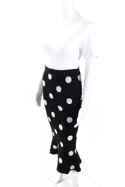 Marni Womens Techno Knit Polka Dot Midi Pencil Skirt Black White Size IT 42 2