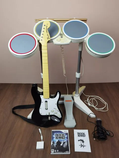Rock Band Set completo Drum kit + Guitar Stratocaster + Gioco Wii rockband ✅