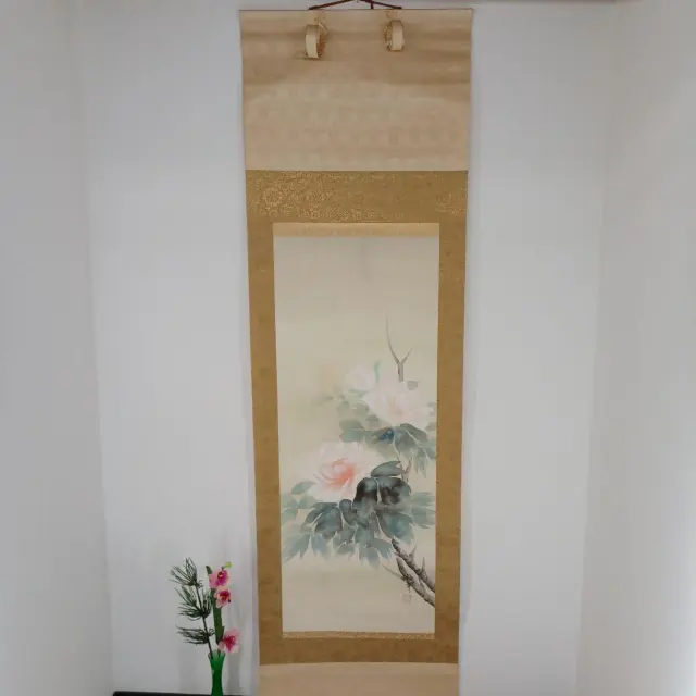Peony Japanese Hanging Scroll Kakejiku Asian Culture Art Painting 182 x 43 cm