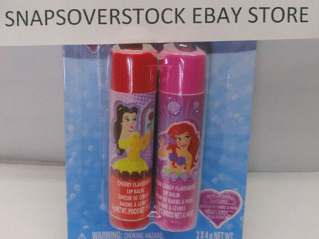 Disney Princess, 2-Pc Cherry & Cotton Candy Flavored Lip Balm 0.14 Oz. Each, New 2