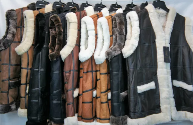 UNISEX 100% REAL SHEEPSKIN SHEARLING LEATHER Fur Vest 10 Colors Men Women S-6XL