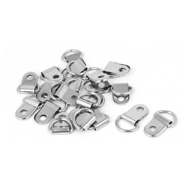 Picture Frame Hanging Single Hole D-Ring Hanger 25mmx14mm Silver Tone 20pcs