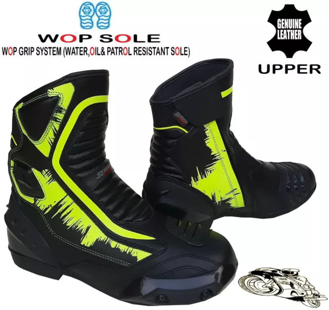 Mens Black Leather Motorbike / Motorcycle Racing Boots Sports Short Summer Shoes