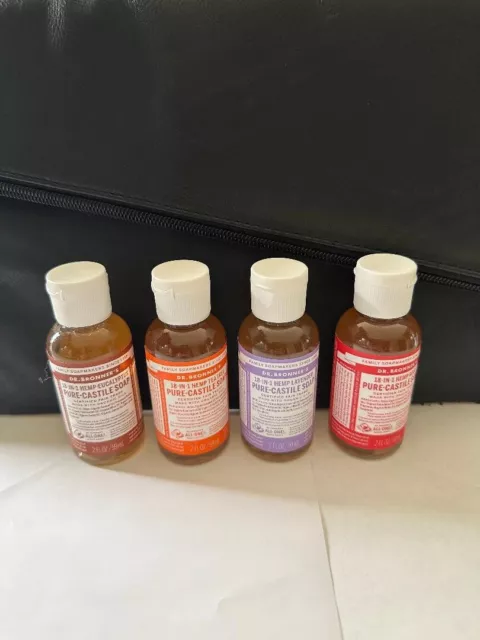 DR. BRONNER'S PURE-CASTILE LIQUID SOAP 2oz VARIETY PACK (FREE BAG AS PICTURED)