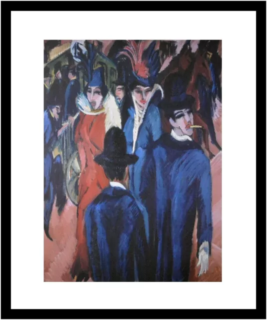 E. L. Kirchner Poster Kunstdruck Bild im Rahmen Berliner Straßenszene 58,5x48cm