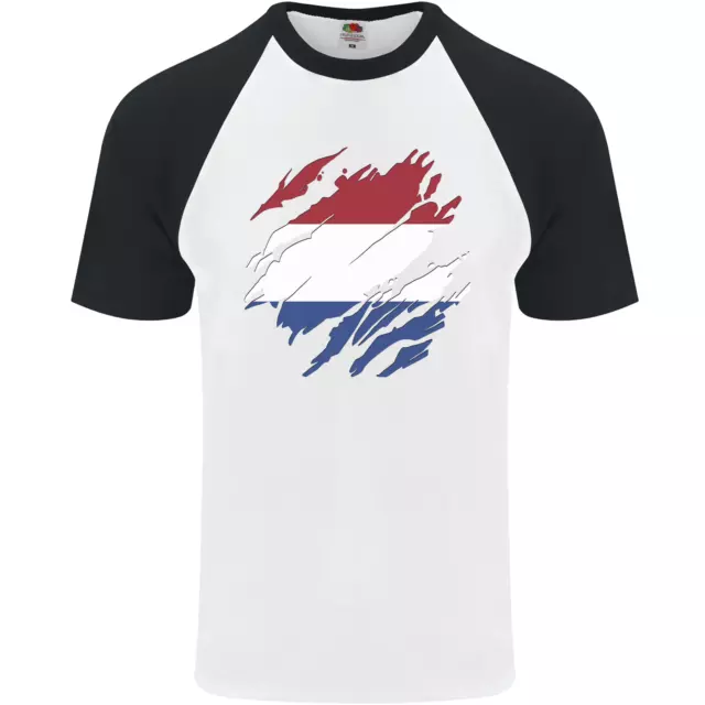 Déchiré Pays-Bas Drapeau Holland Hollandais Jour Football HOMMES S/S T-Shirt