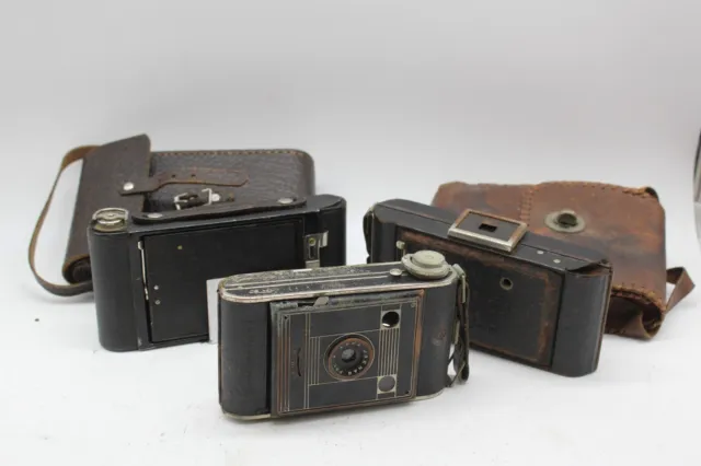 F x3 Antique/Vintage Folding Film Cameras Inc. AGFA Jgenar, Some Cased etc