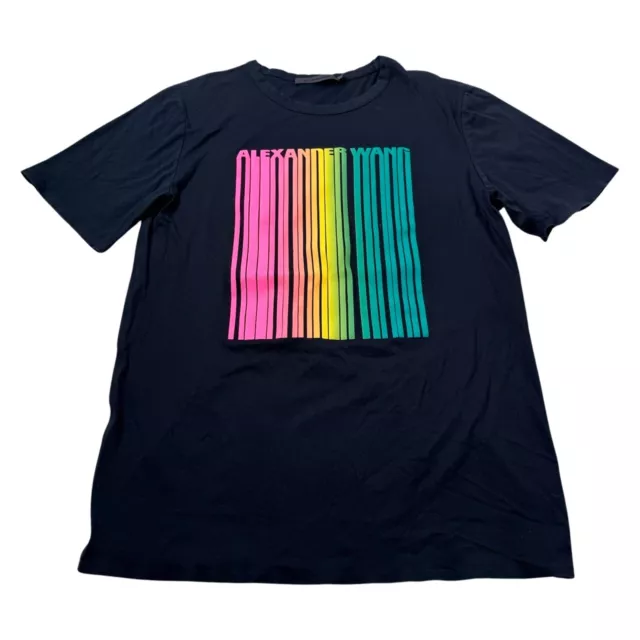 Alexander Wang Barcode Size M Soft Black Rainbow T-Shirt