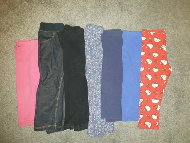 Baby Girl Leggings / Jegging Bundle 12-18 Months x 7 Hello Kitty Blue Pink Black