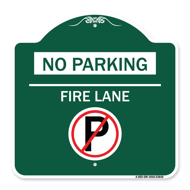 Designer Series - No Parking - Fire Lane (With No Parking Symbol) Metal Sign
