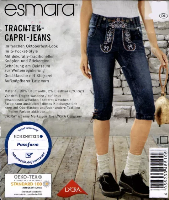 Damen Trachtenjeans Volksfesthose Bermudas Wiesn Hose Capri Trachtenshorts