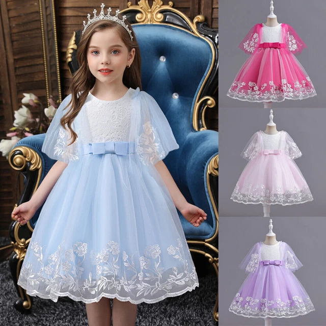 Abito tutù in pizzo principessa bambine fiori pizzo matrimonio bambino festa concorso ballo