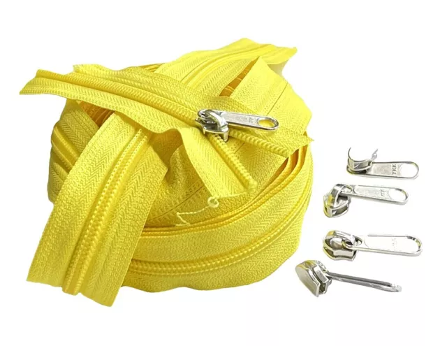 Continuous Chain Zipper YKK #5 Nylon Coil by The Yard -Long Pull Aluminum Slider