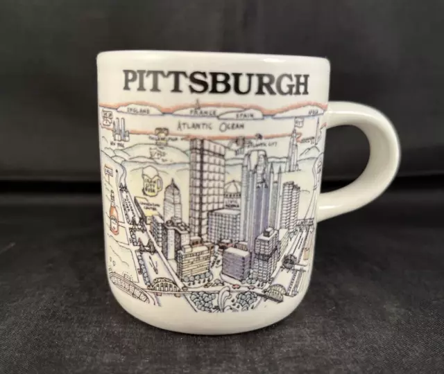 Vintage Pittsburgh View of the World  Mini Coffee Mug Novelty Souvenir City Mugs