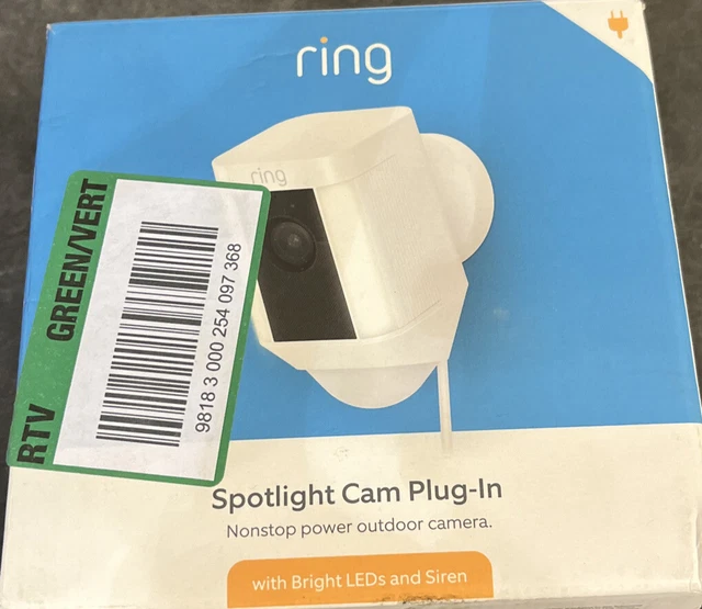RING SPOTLIGHT CAMERA PlugIn White Outdoor Motion Sensing Night Vision