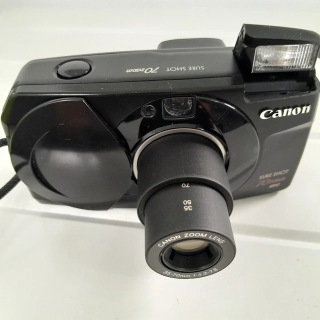 CANON SURE SHOT 70 Zoom 35mm Film Point and Shoot Camera Black Tested £