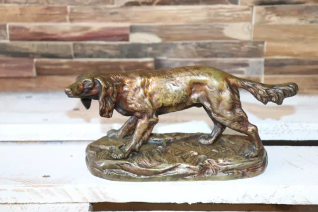 MAGNIFIQUE Ancien  chien en bronze. "Setter "