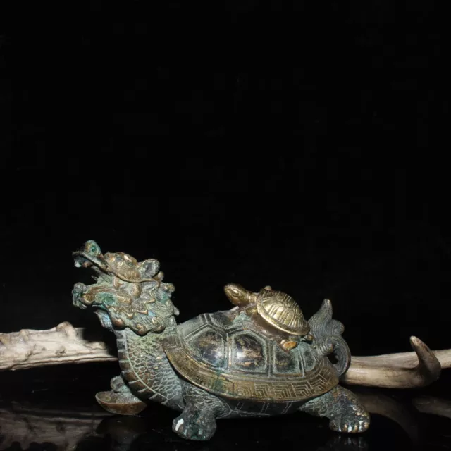 Vintage Collectible chinese bronze copper gilt handmade turtle exquisite statue