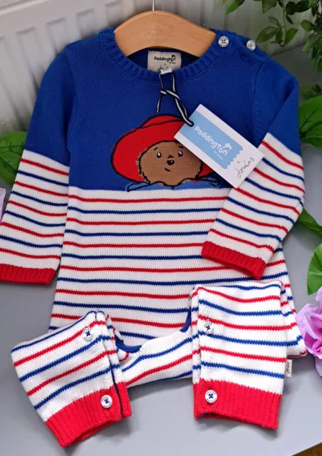 Baby Junge 6-9 Monate neu mit Etikett Joule Paddington Bär Strickstrampler