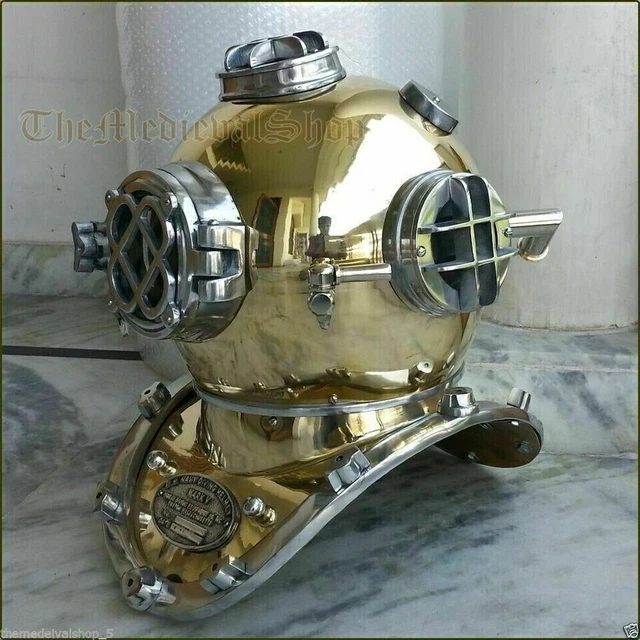 ANCIEN CASQUE DE Plongée Antique US Navy Mark V Deep Sea Scuba Marine... EUR 239,46 - FR