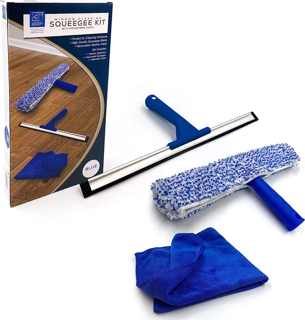 Limpiador de ventanas de goma y limpiapara ventanas de vidrio de microfibra, kit de paquete doble