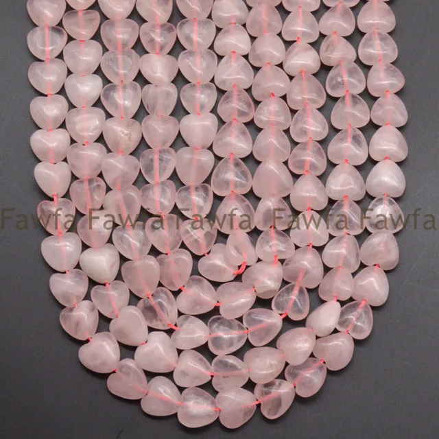 Heart shaped 12mm Natural Pink Rose Quartz Gemstone Loose Beads 15'' Strand