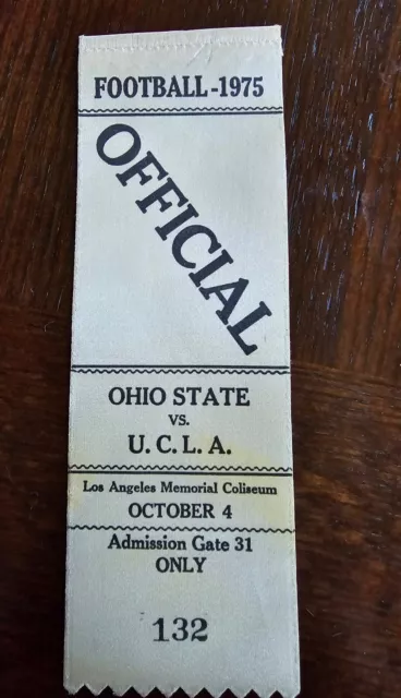 1975 UCLA Football OFFICIAL Ribbon/credential VS. OHIO STATE