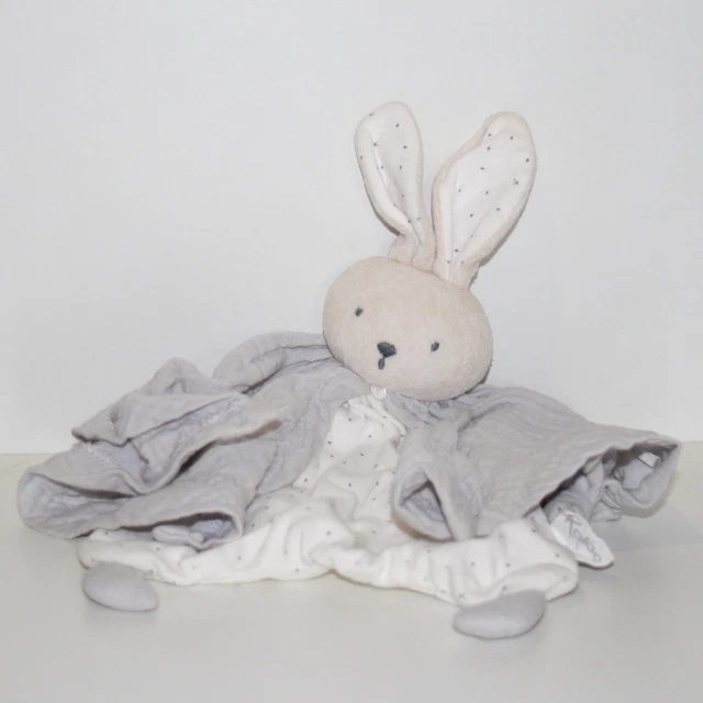 Doudou Lapin Kaloo - Collection Coton bio - Gris blanc