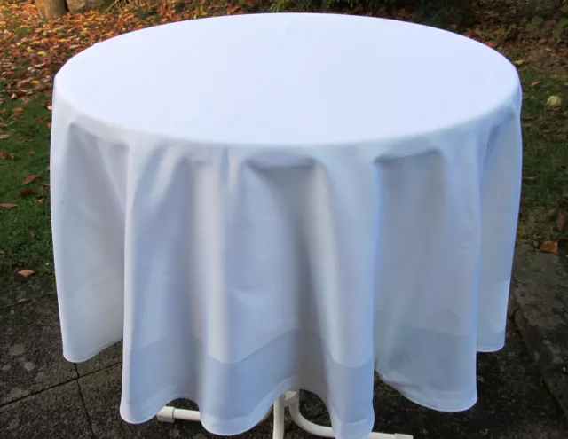 Runde Decke  DAMAST 160 cm Atlas Tischdecke Tafeltuch Tablecloth weiß Baumwolle 2