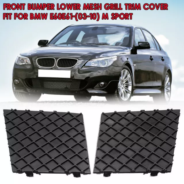 For BMW E60/E61 5 Series M Sport Front Bumper Cover Lower Mesh Grill Trim Pair