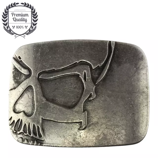 Metal Zinc Alloy Belt Buckle Western Cowboy Casual Fashion Style Vintage Skull