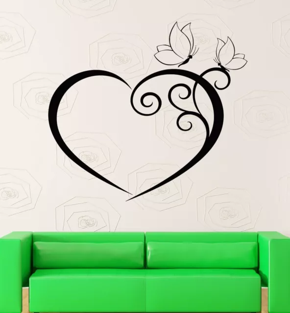 Wall Sticker Vinyl Decal Heart And Butterfly Romantic Bedroom Decor  (z1005m)