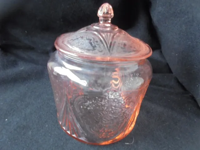 Vintage Hazel Atlas Pink Depression Cookie Jar - with lid - Royal Lace