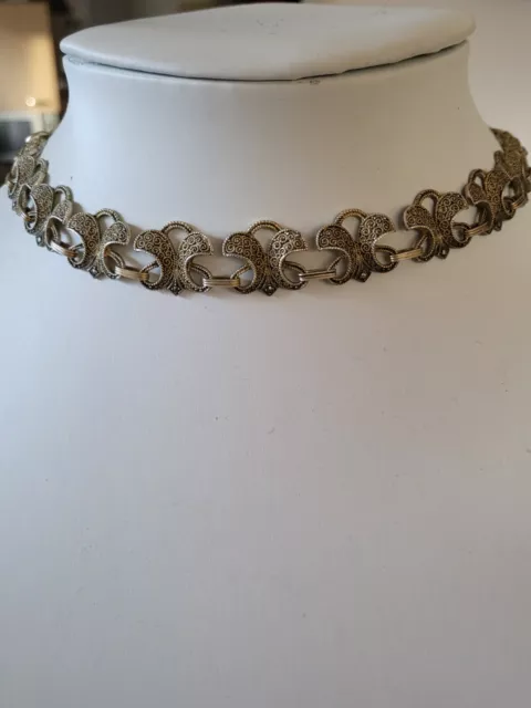 THEODOR FAHRNER JUGENDSTIL 925er SILBER COLLIER KETTE MARKASITEN vergoldet